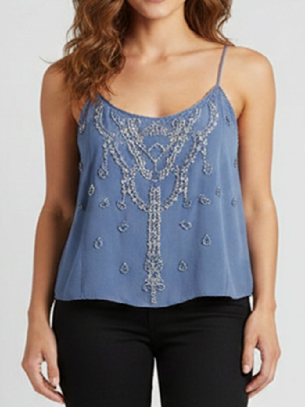 Matthew‎ Williamson Sleeveless Beaded Embellished Top Blue - Picture 2 of 11